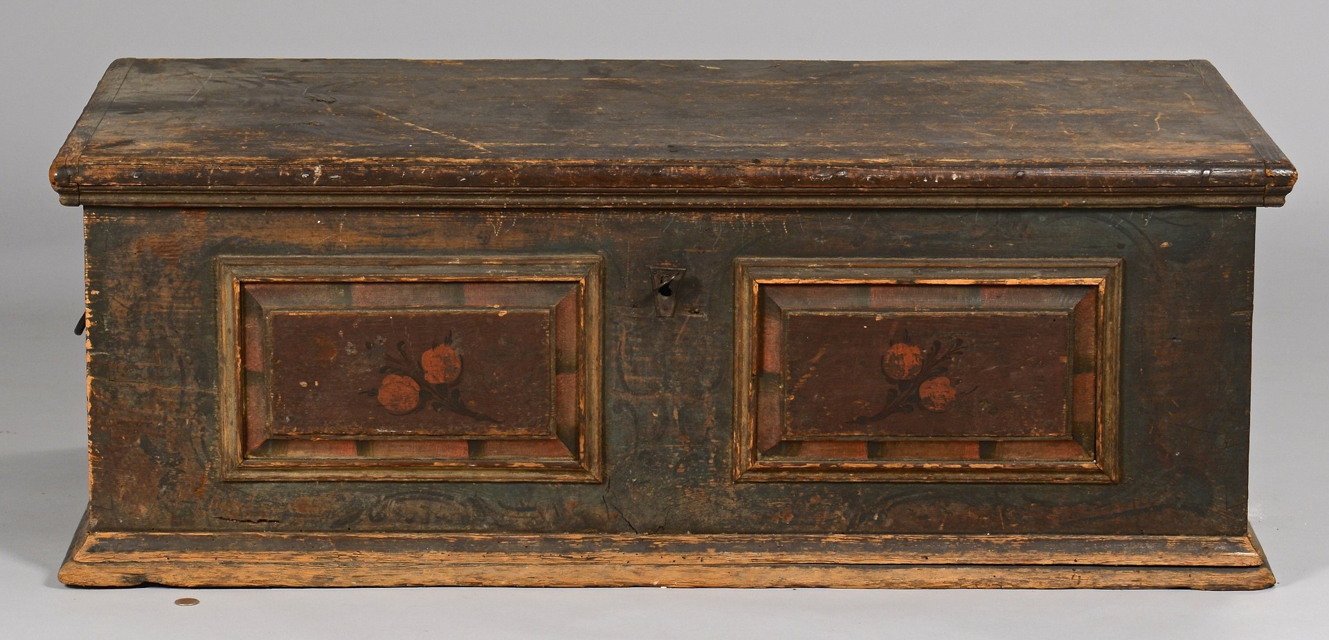 Lot 733: Blanket Chest with Paint Decorated Panels