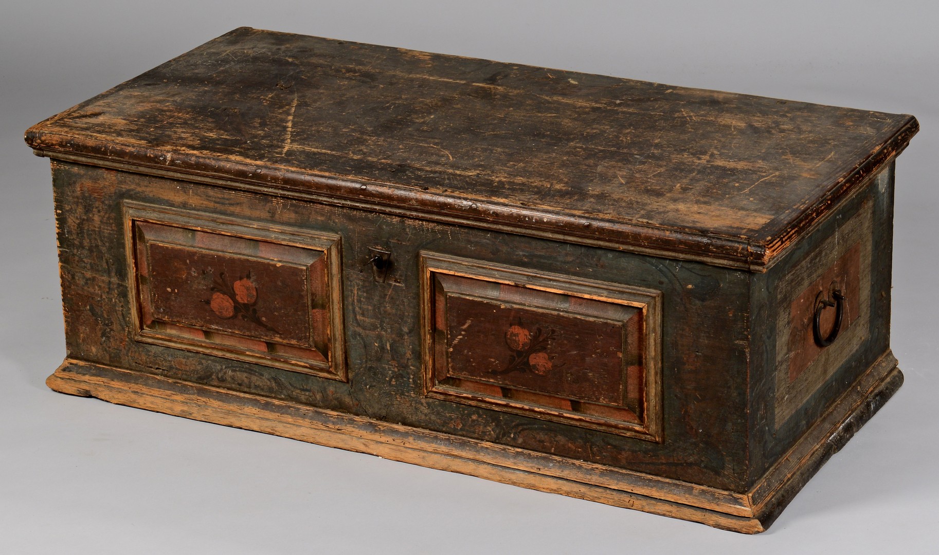 Lot 733: Blanket Chest with Paint Decorated Panels