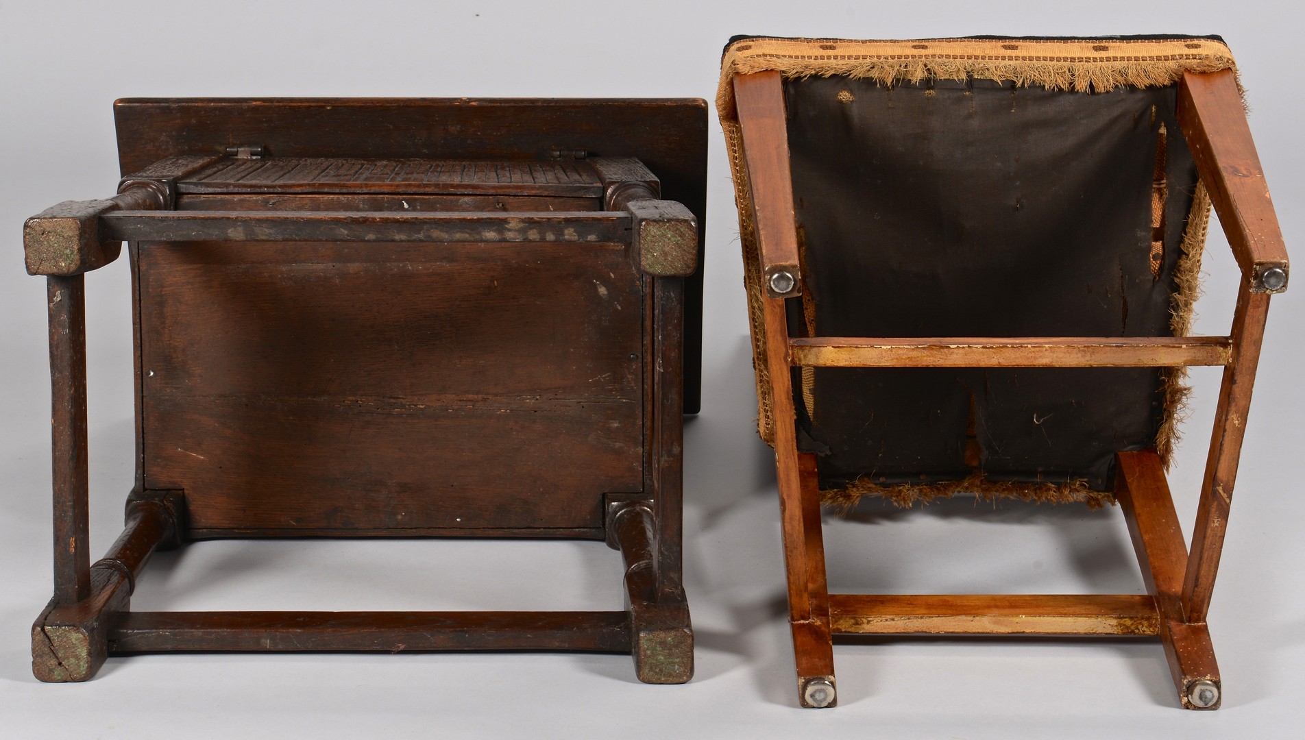 Lot 739: Jacobean Hinged Stool & English Side Chair