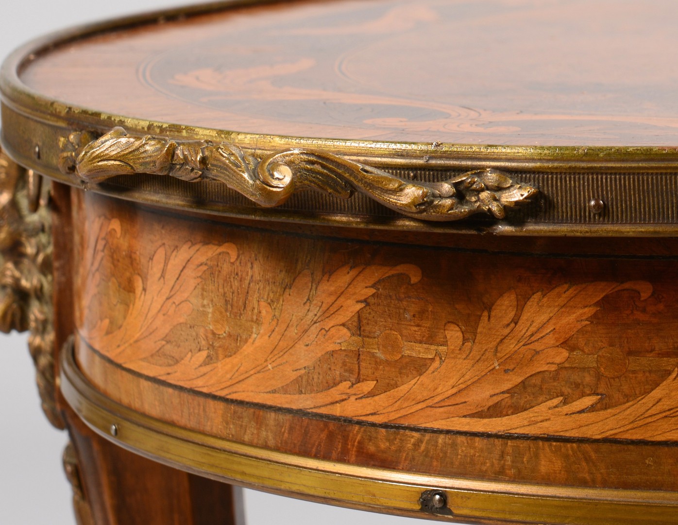 Lot 740: Bronze mounted Marquetry Table