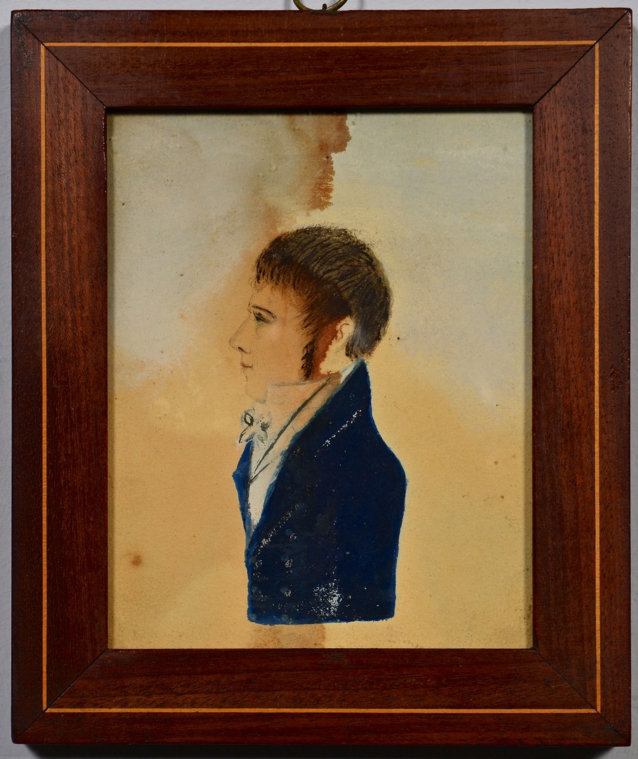 Lot 752: 19th c. Portrait of Young Lady w/ miniatures
