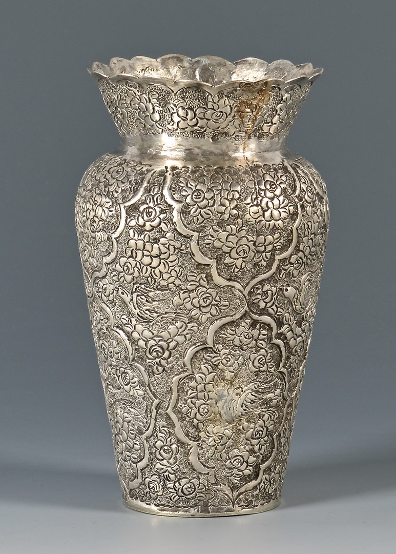 Lot 804: Kashmiri or Indian Silver Vase