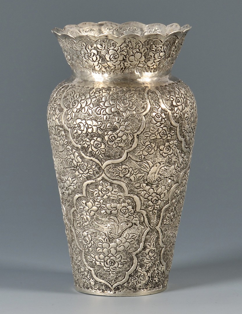 Lot 804: Kashmiri or Indian Silver Vase