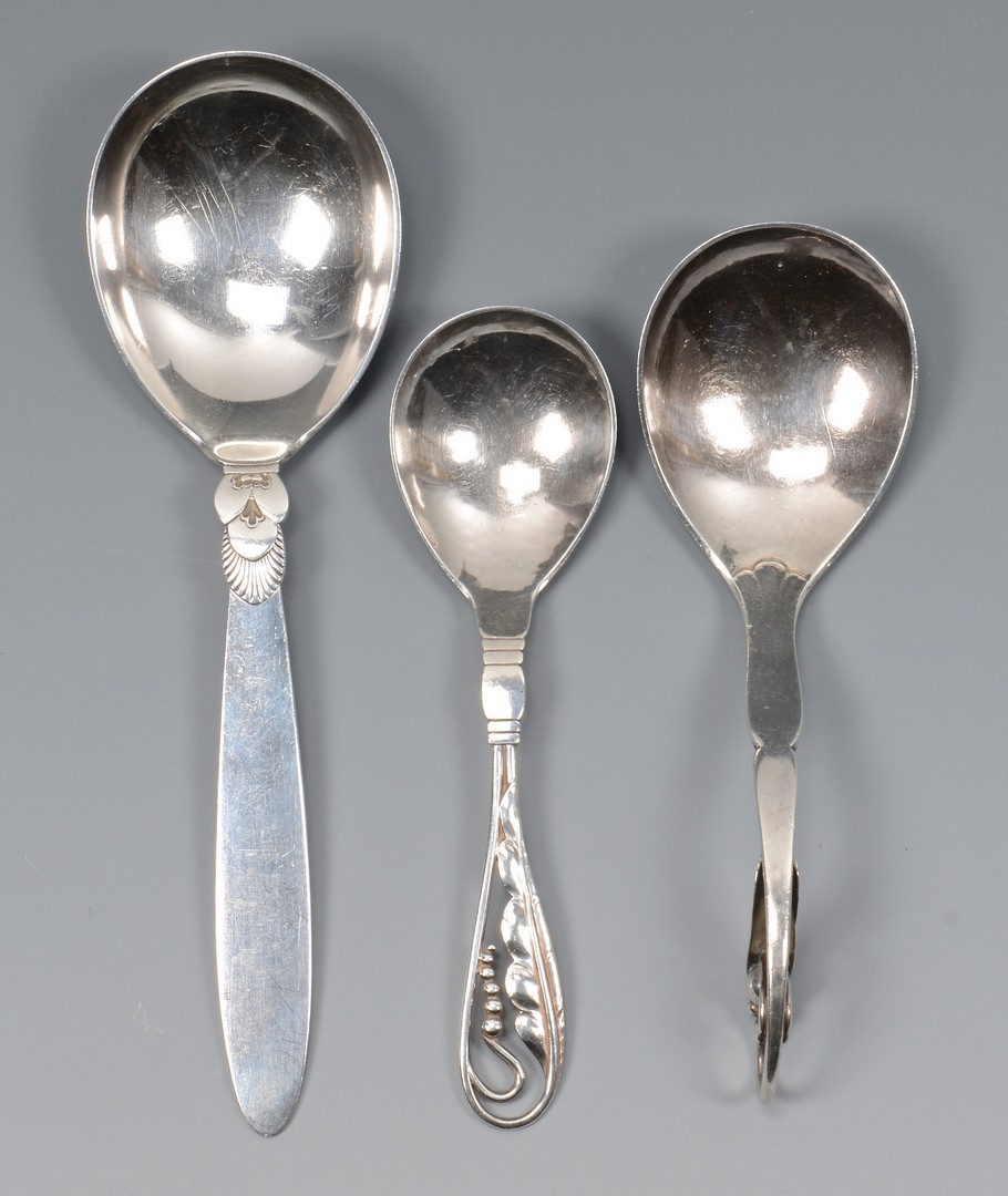 Lot 816: 3 Georg Jenson Sterling Spoons & Tiffany Oil Lamp