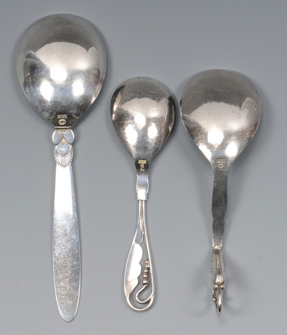 Lot 816: 3 Georg Jenson Sterling Spoons & Tiffany Oil Lamp
