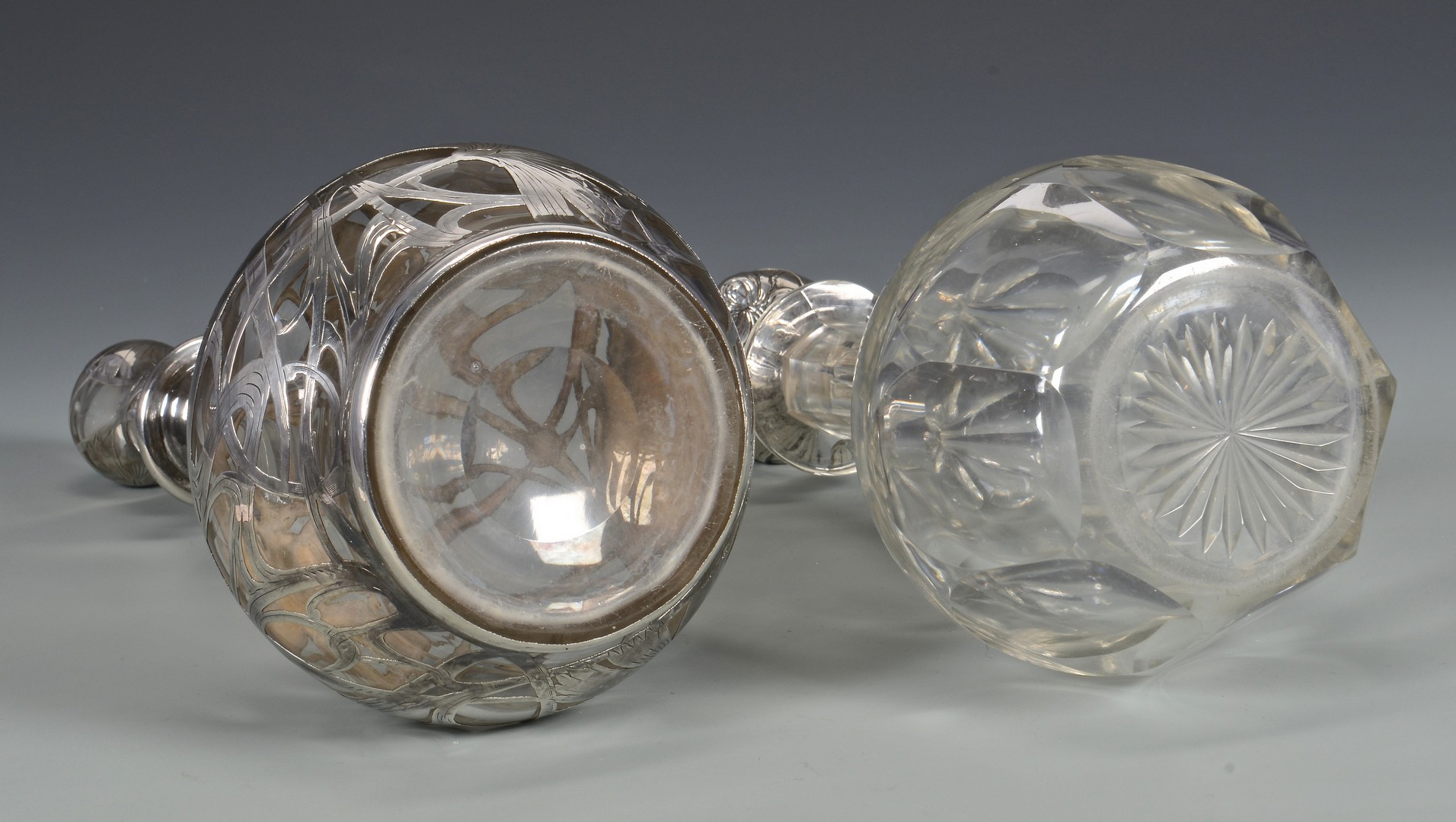 Lot 821: Silver & Glass Decanters, Bowl (3 pcs)