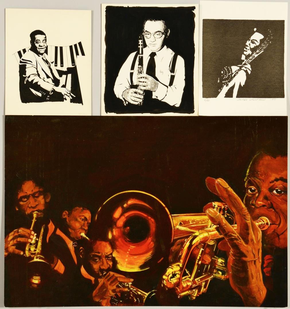 Lot 841: 4 Jazz Related Portraits by James Caulfield