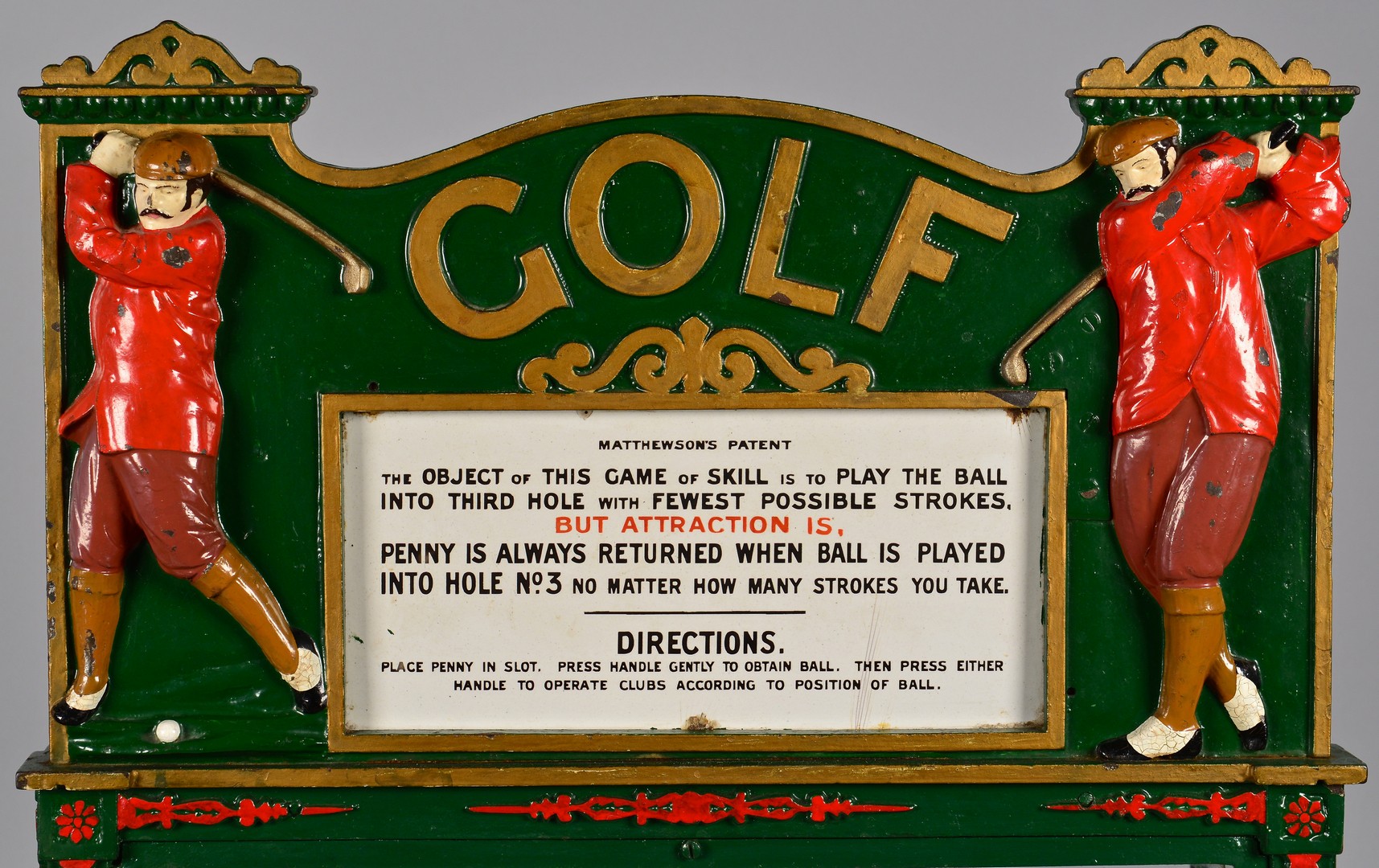 Lot 853: Penny Slot Golf Machine, circa 1900, Matthewson