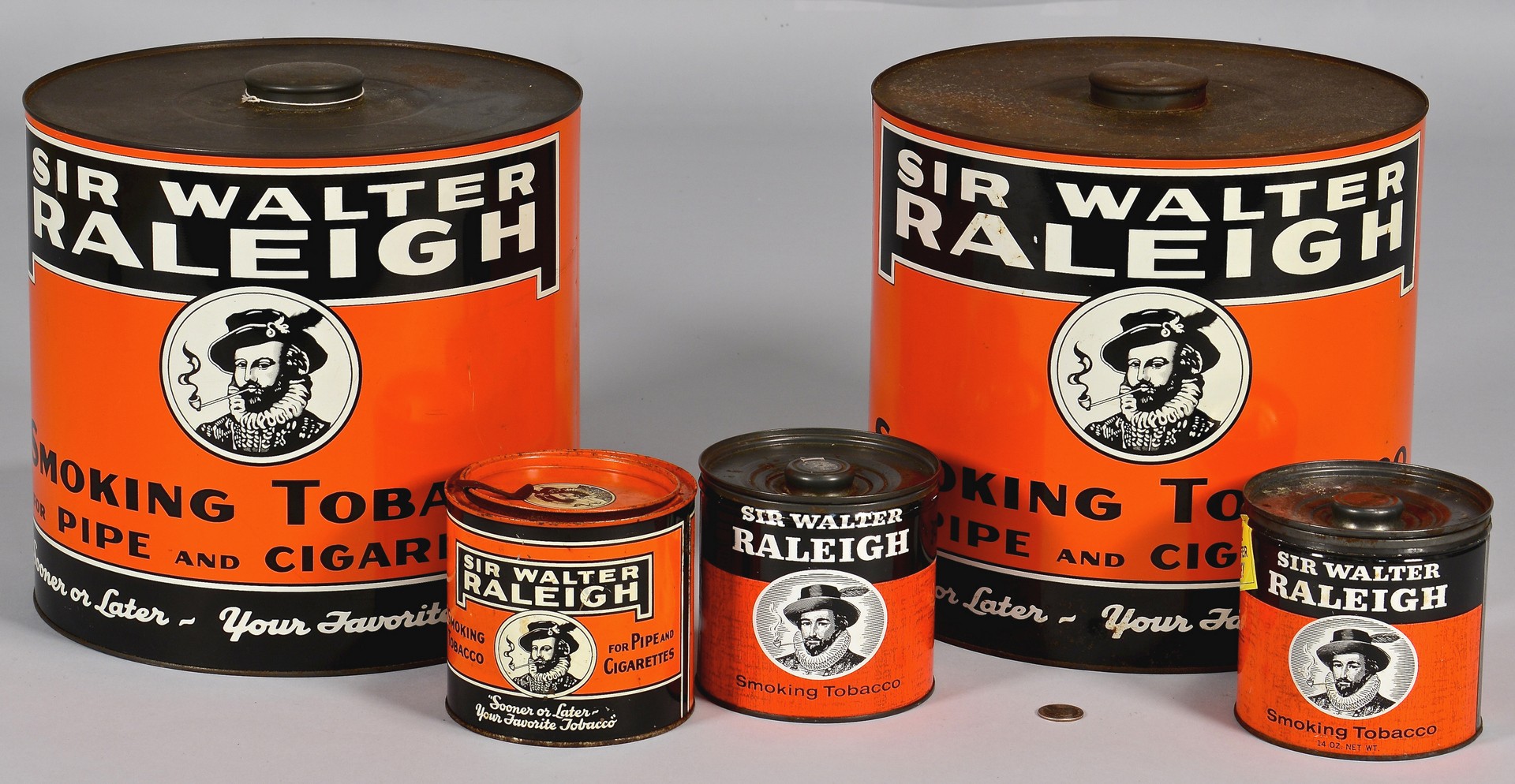 Lot 860: Group of Sir Walter Raleigh Tobacco Tins, 5 pc