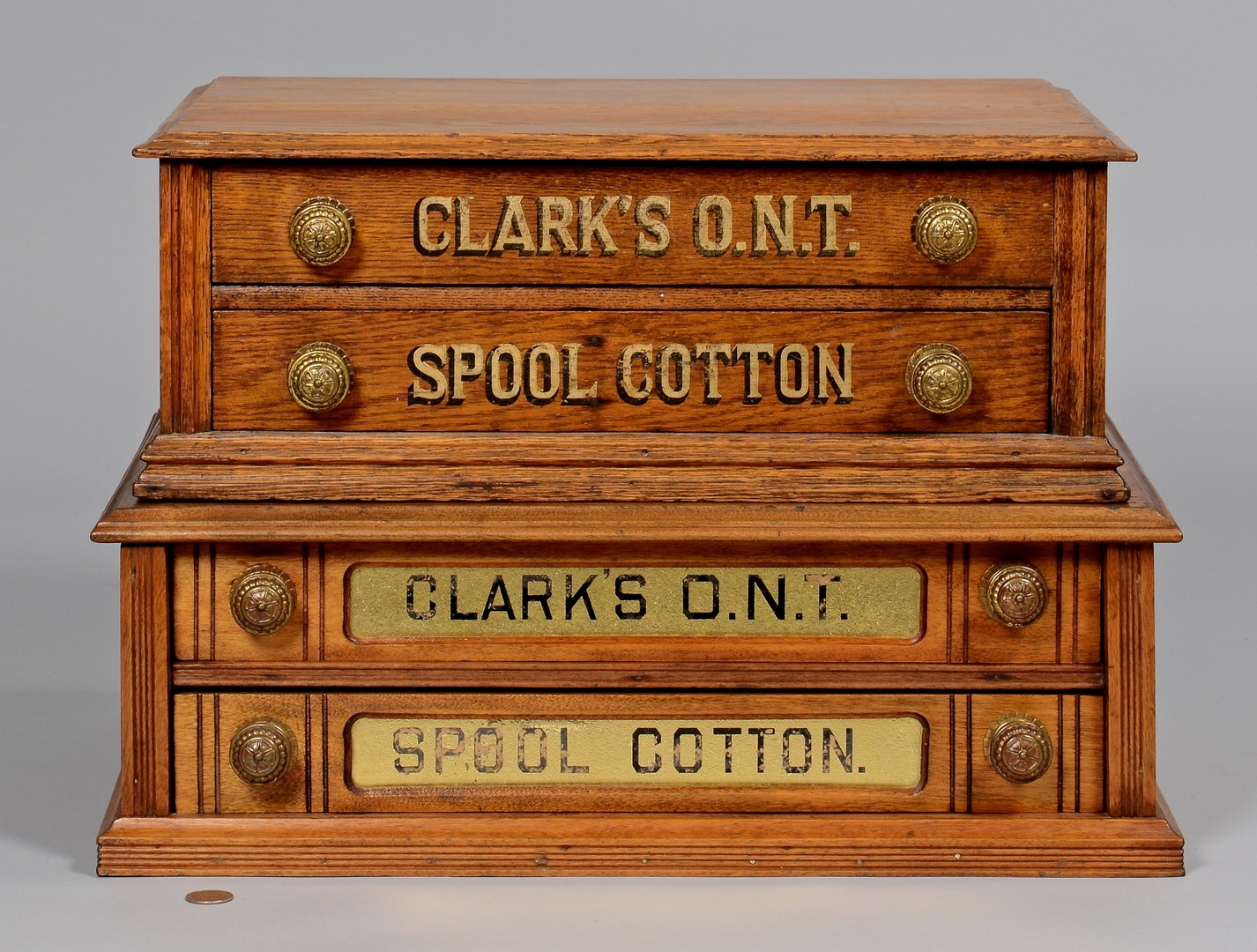 Lot 861: Two Clark's Advertising Spool Cabinets