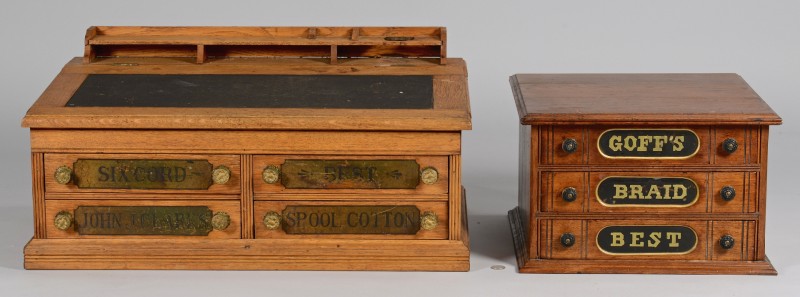 Lot 862: Two (2) Advertising Spool Cabinets, incl. Goff's