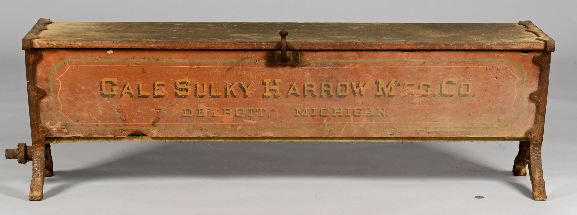 Lot 864: Hoosier Seed Drill Painted Advertising Bench