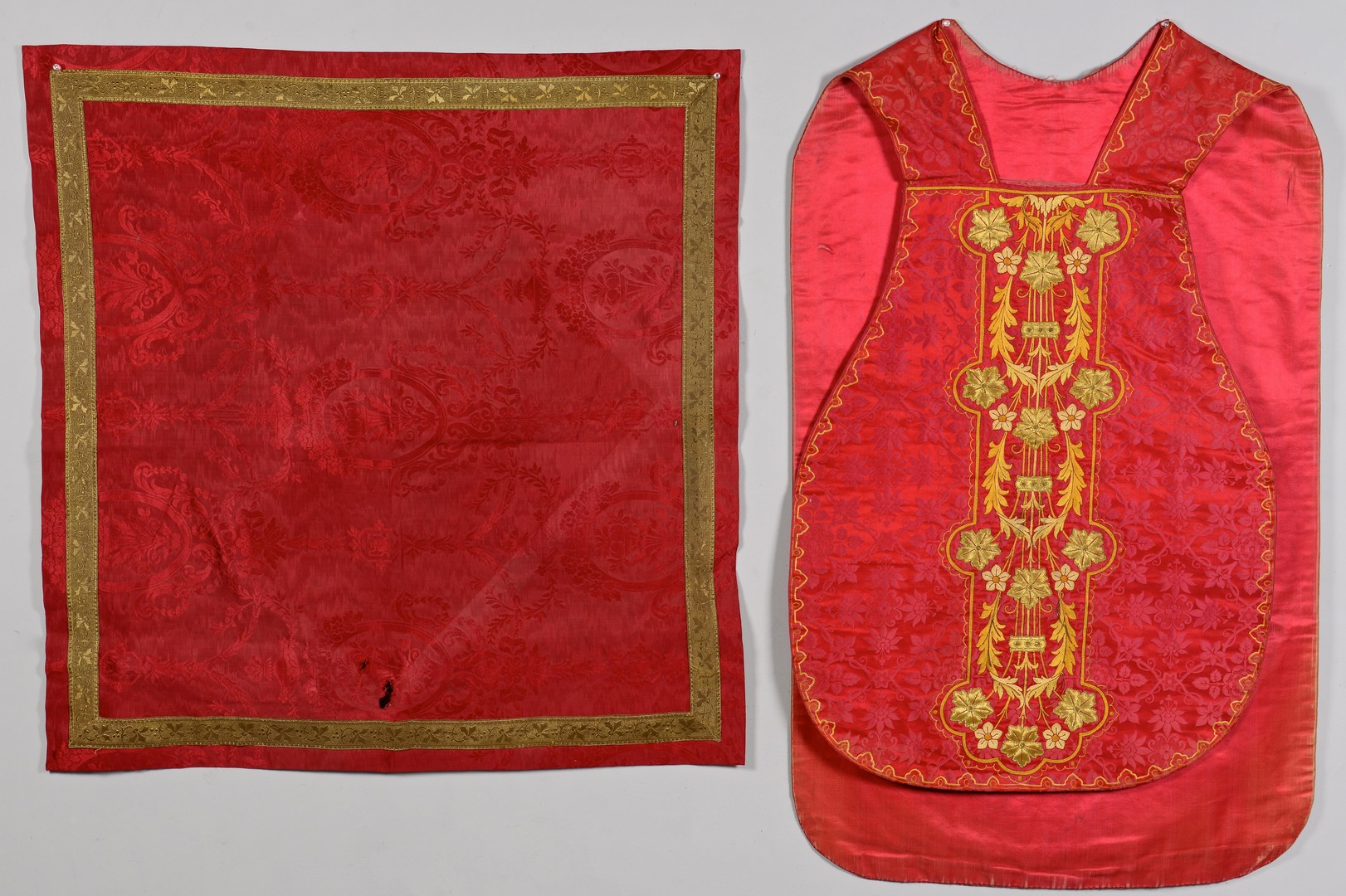 Lot 884: Embroidered Ecclesiastical Vestments & Table Cover