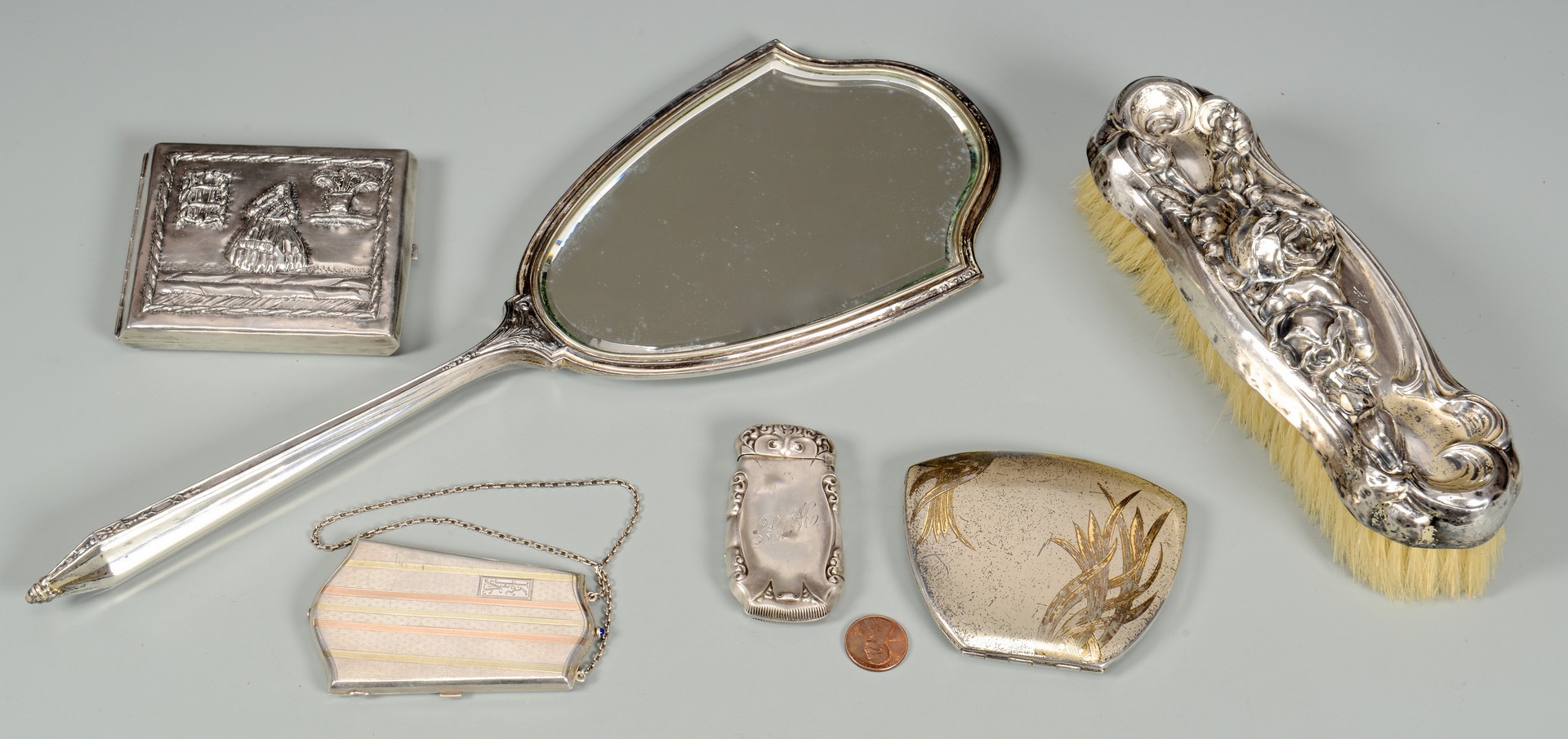 Lot 892: Sterling Silver Vanity Set & Others