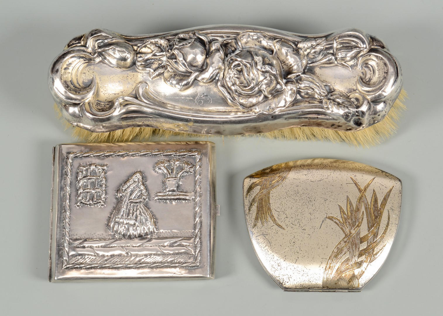 Lot 892: Sterling Silver Vanity Set & Others