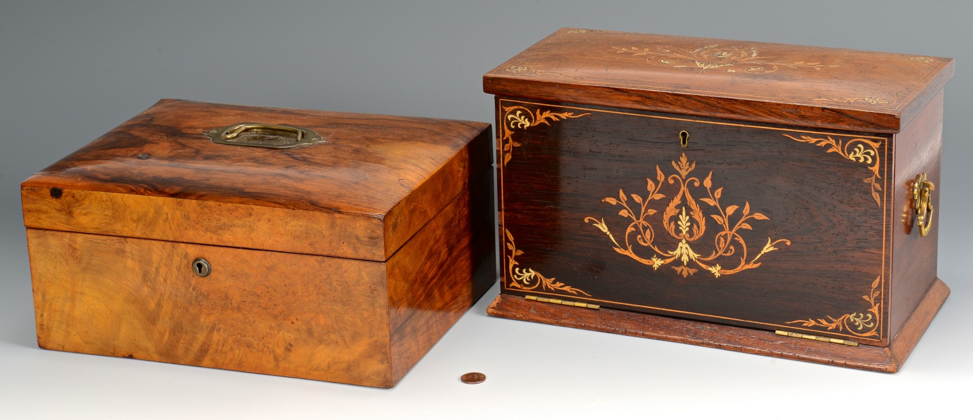 Lot 94: English Ladies Writing Desk & Rosewood Sewing Box
