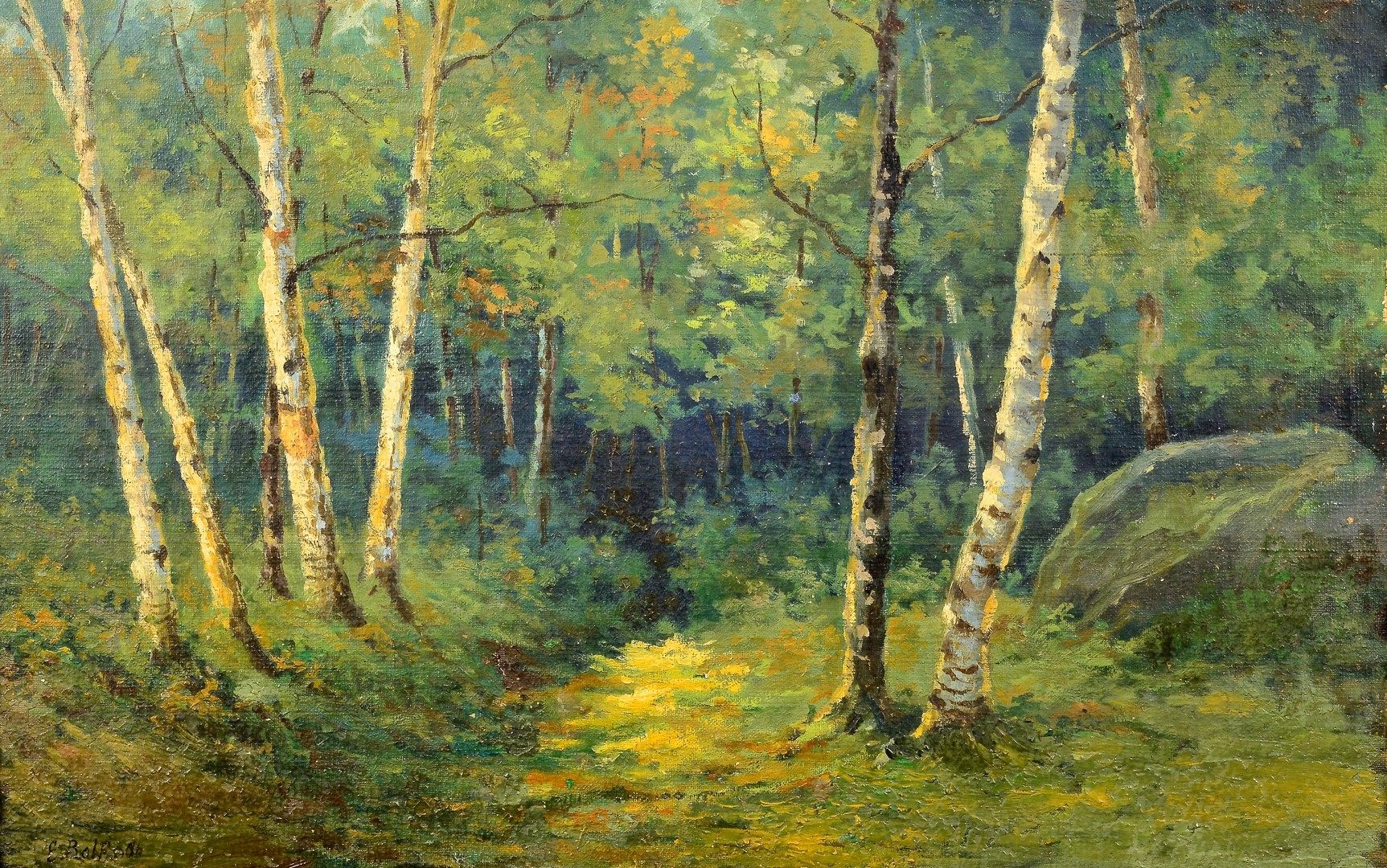 Lot 102: Attr. Efim Volkov, o/c wooded landscape