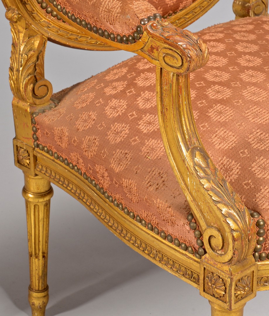 Lot 107: Pr. Louis XVI Style Carved Fauteuils