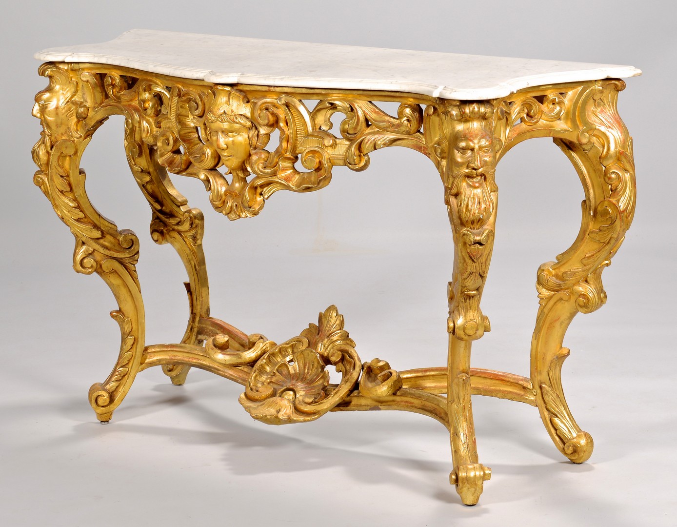 Lot 108: Continental Giltwood Console Table w/ marble top