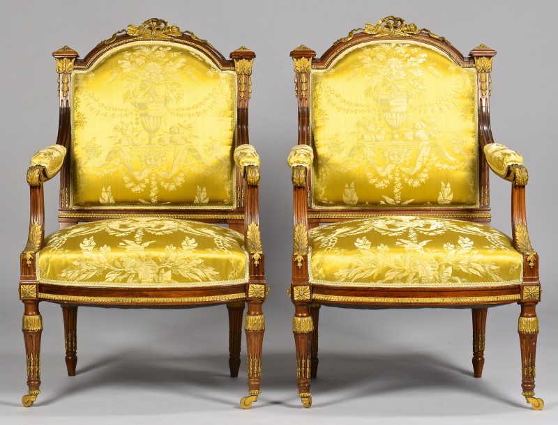 Lot 111: French Louis XVI Style Chairs w/ Bronze Mounts