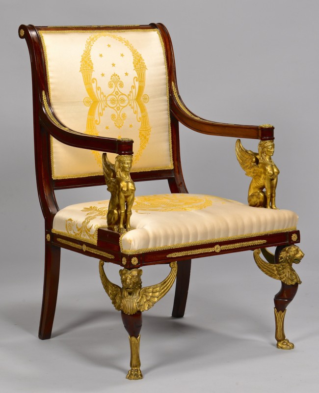 Lot 112: French Empire Armchair with Bronze Mounts