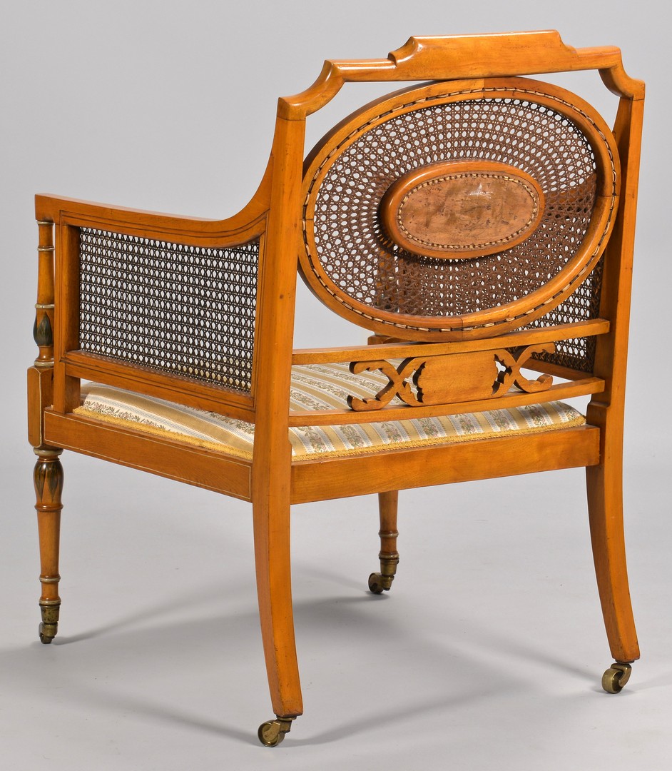 Lot 116: 2 Edwardian Satinwood Chairs w/ Paint Decoration