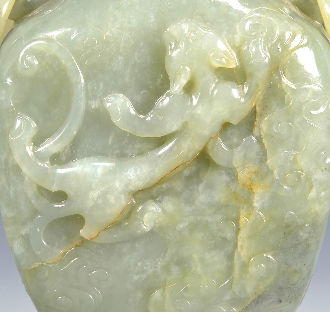 Lot 13: Jade Vase with Chih Lung Dragon and Bats