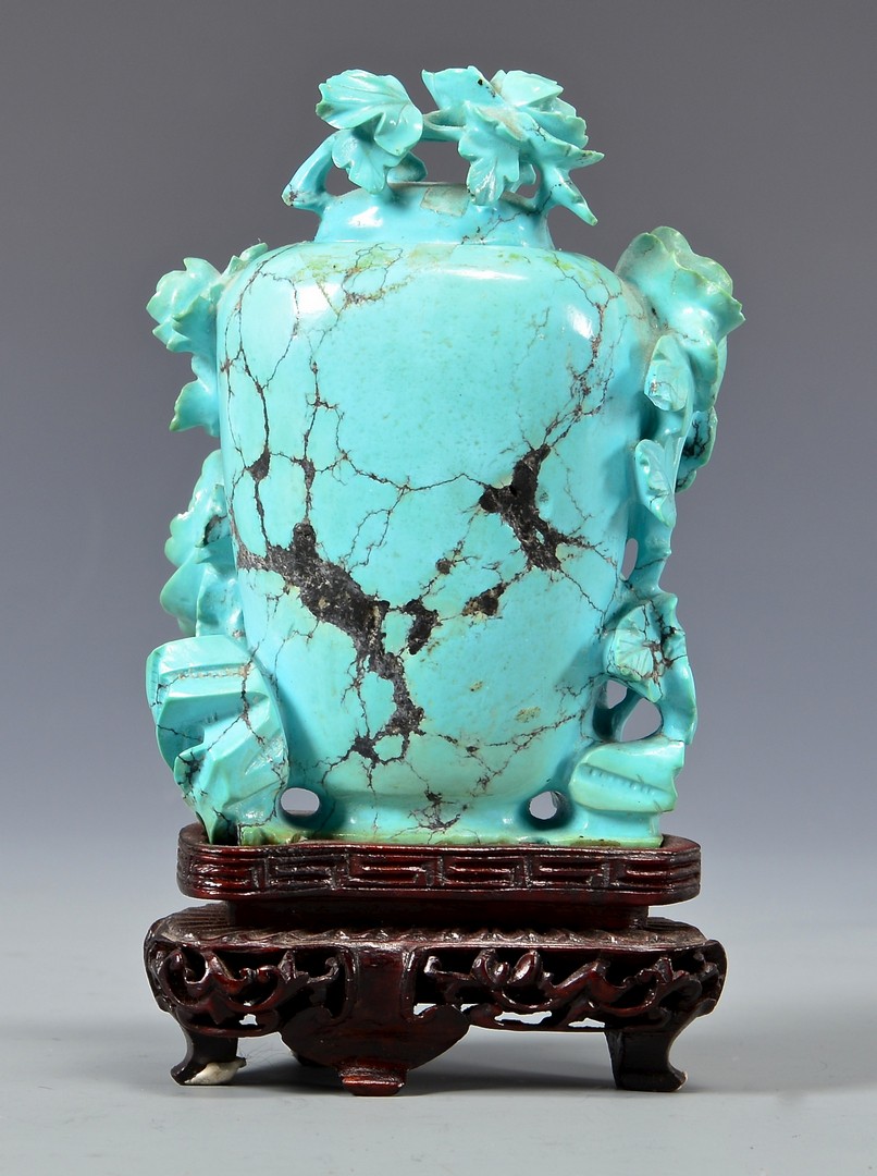 Lot 14: Qing Carved Turquoise Snuff Bottle