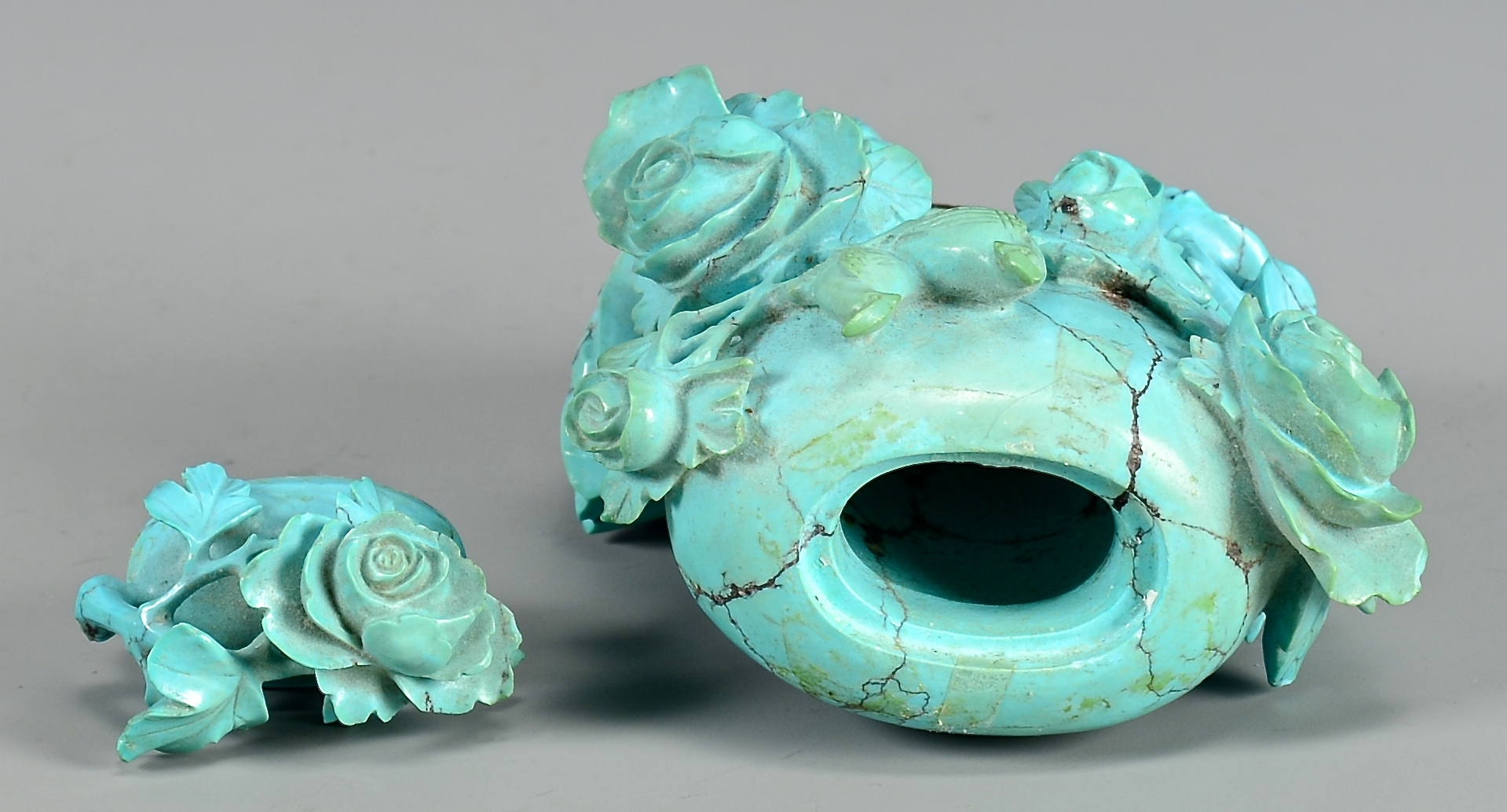 Lot 14: Qing Carved Turquoise Snuff Bottle