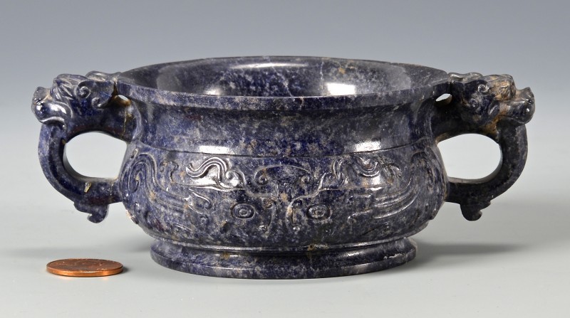 Lot 15: Lapis carved bowl or censer