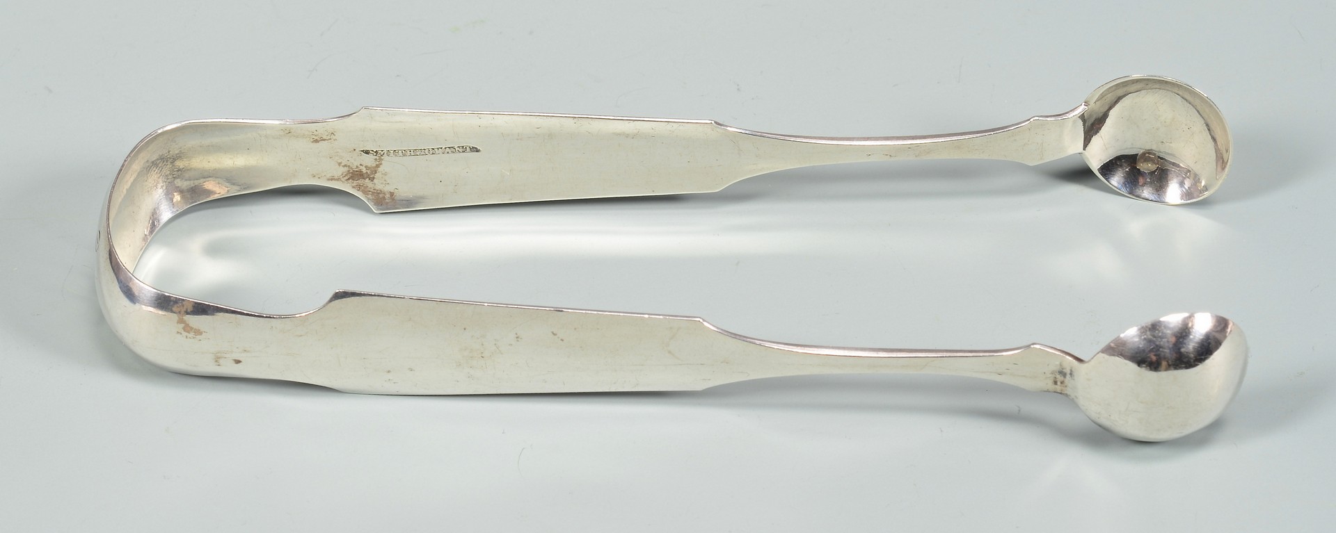 Lot 166: KY Coin Silver Tongs and Coin Silver Cream Ladle