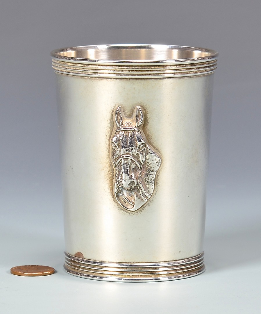 Lot 173: Sterling Julep Cup, Applied Horse Head