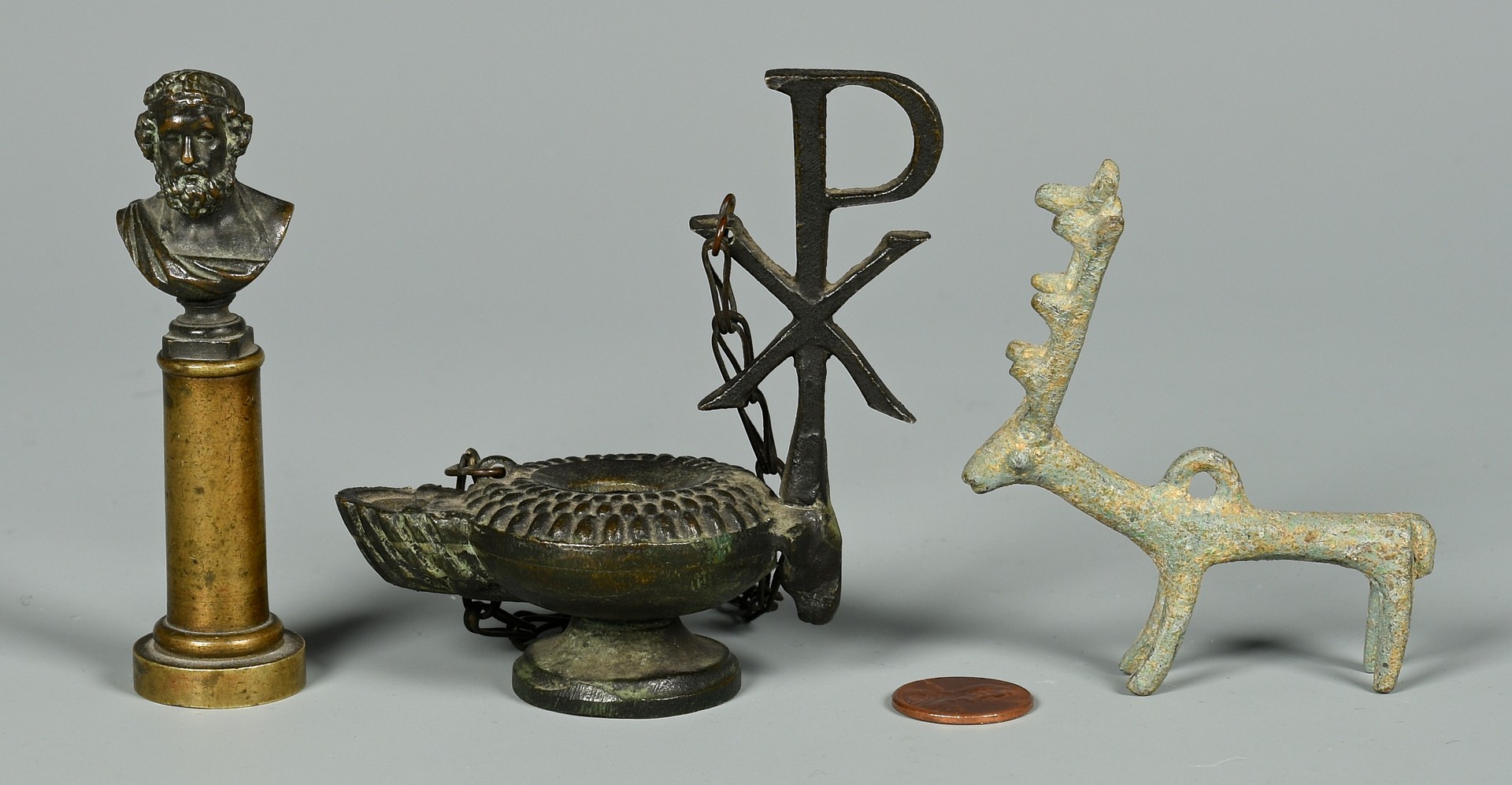 Lot 174: Group of Antique Bronze & Metal Decorative Items,