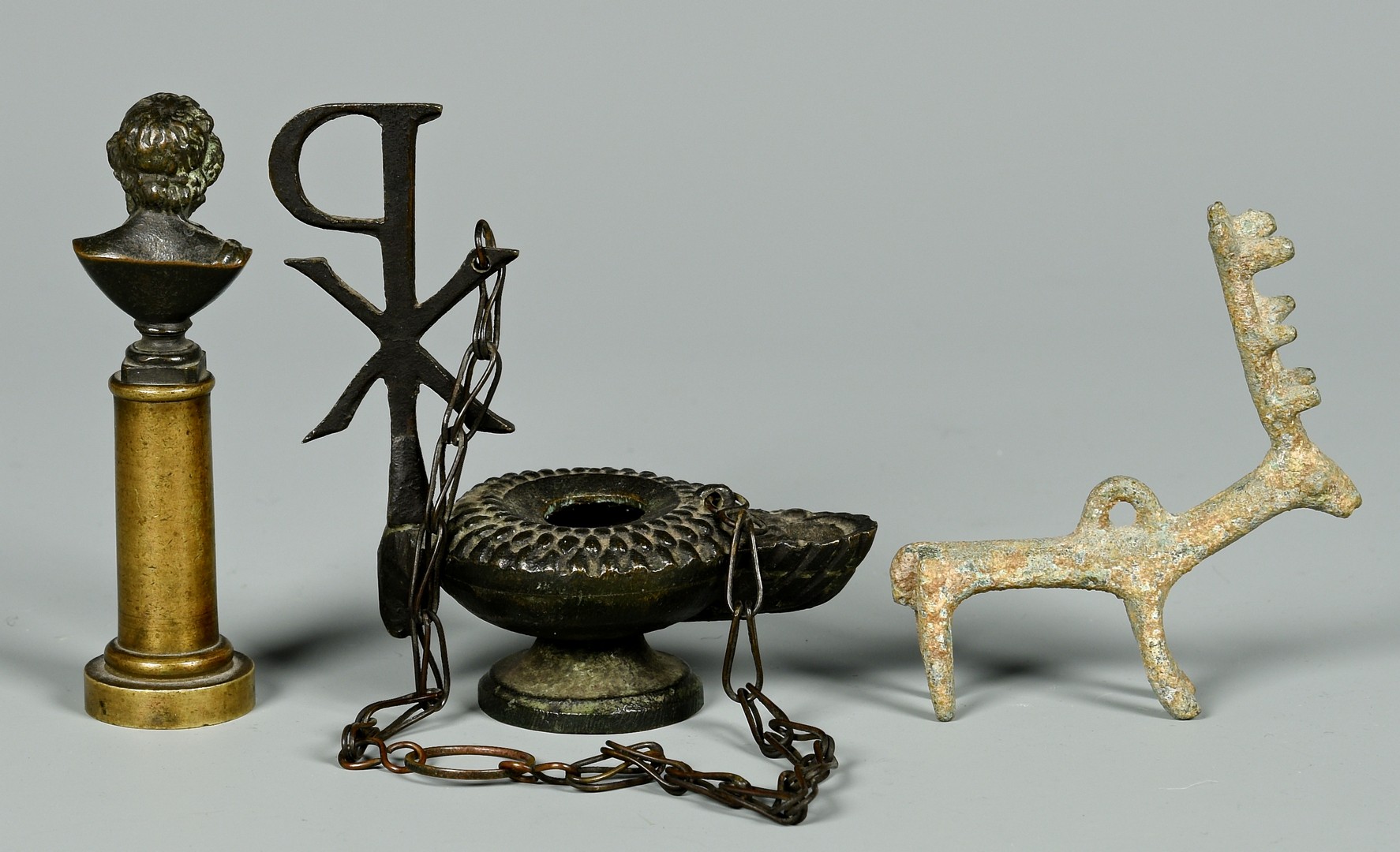 Lot 174: Group of Antique Bronze & Metal Decorative Items,