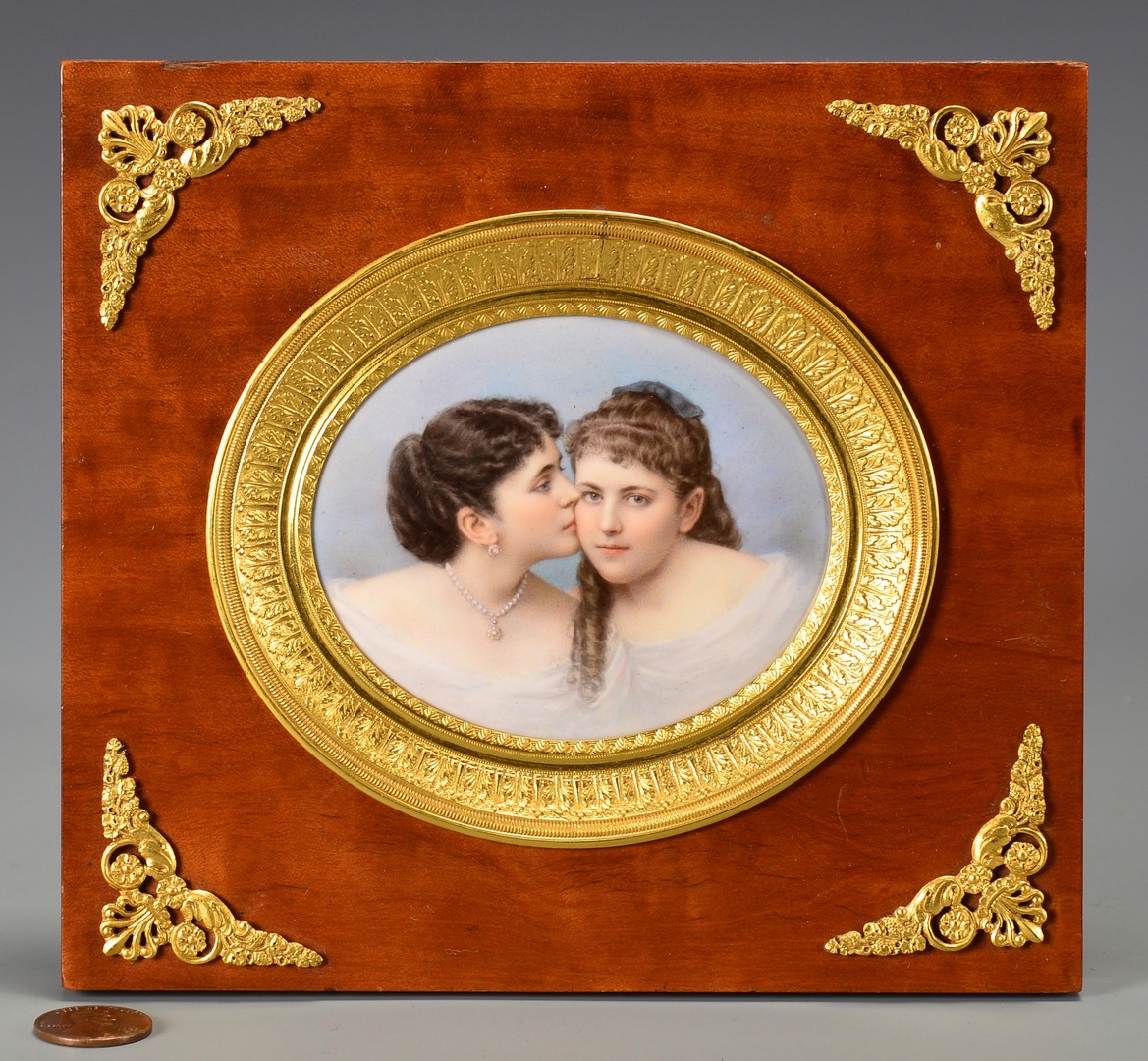 Lot 186: Mathieu Deroche miniature, 2 young women