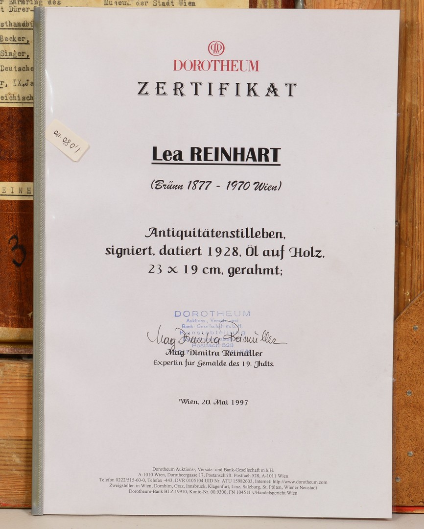 Lot 191: Lea Reinhart Oil on Board Still Life