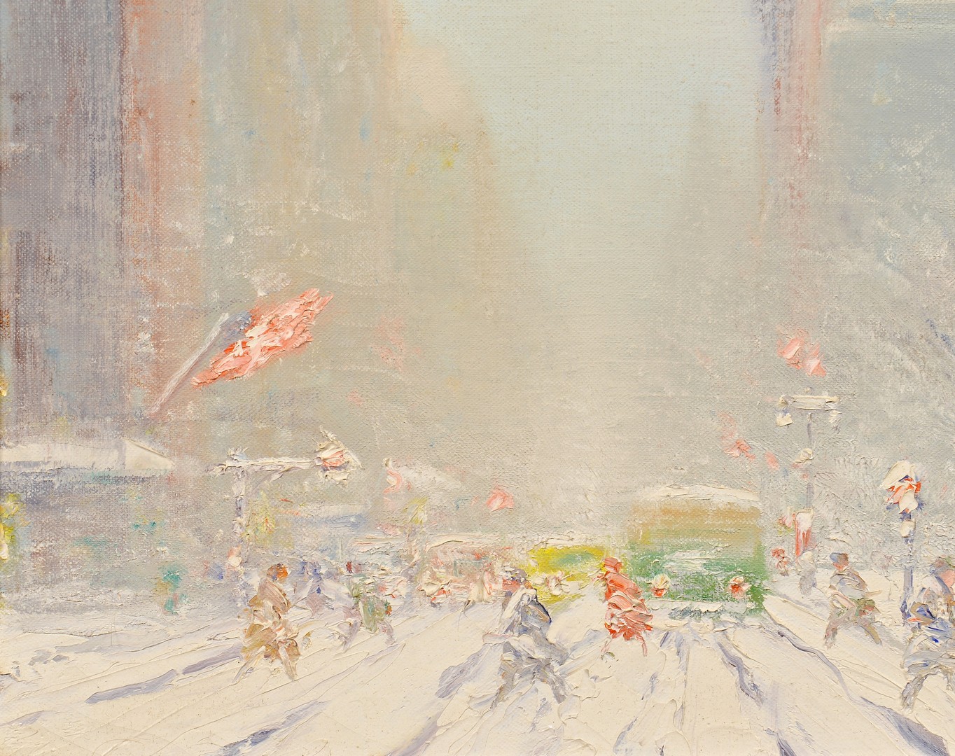 Lot 196: Johann Berthelsen O/C, New York Snow Scene