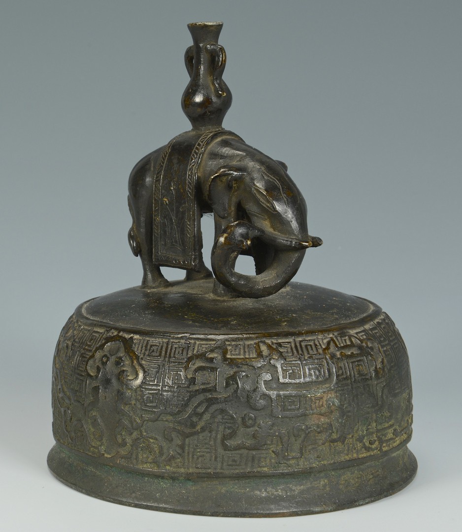 Lot 19: Large Chinese Bronze Lidded Urn w/ Elephants