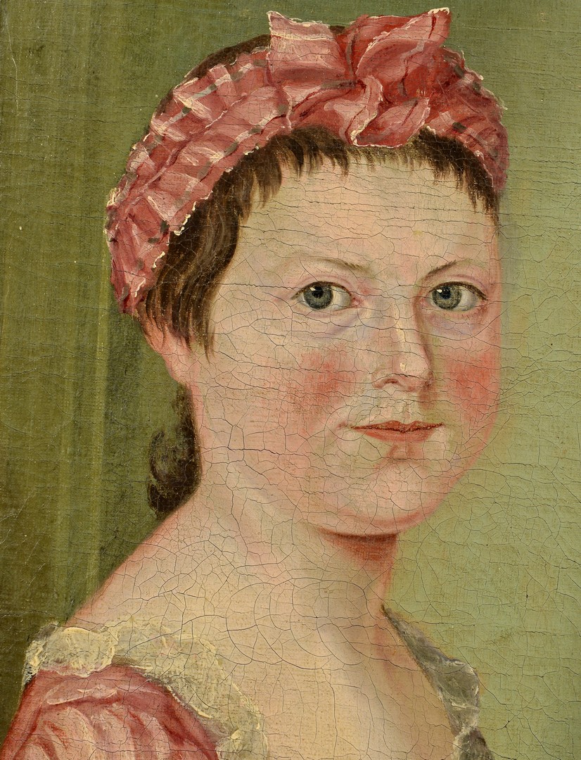Lot 200: 18th c. Portrait of a Girl, Signed