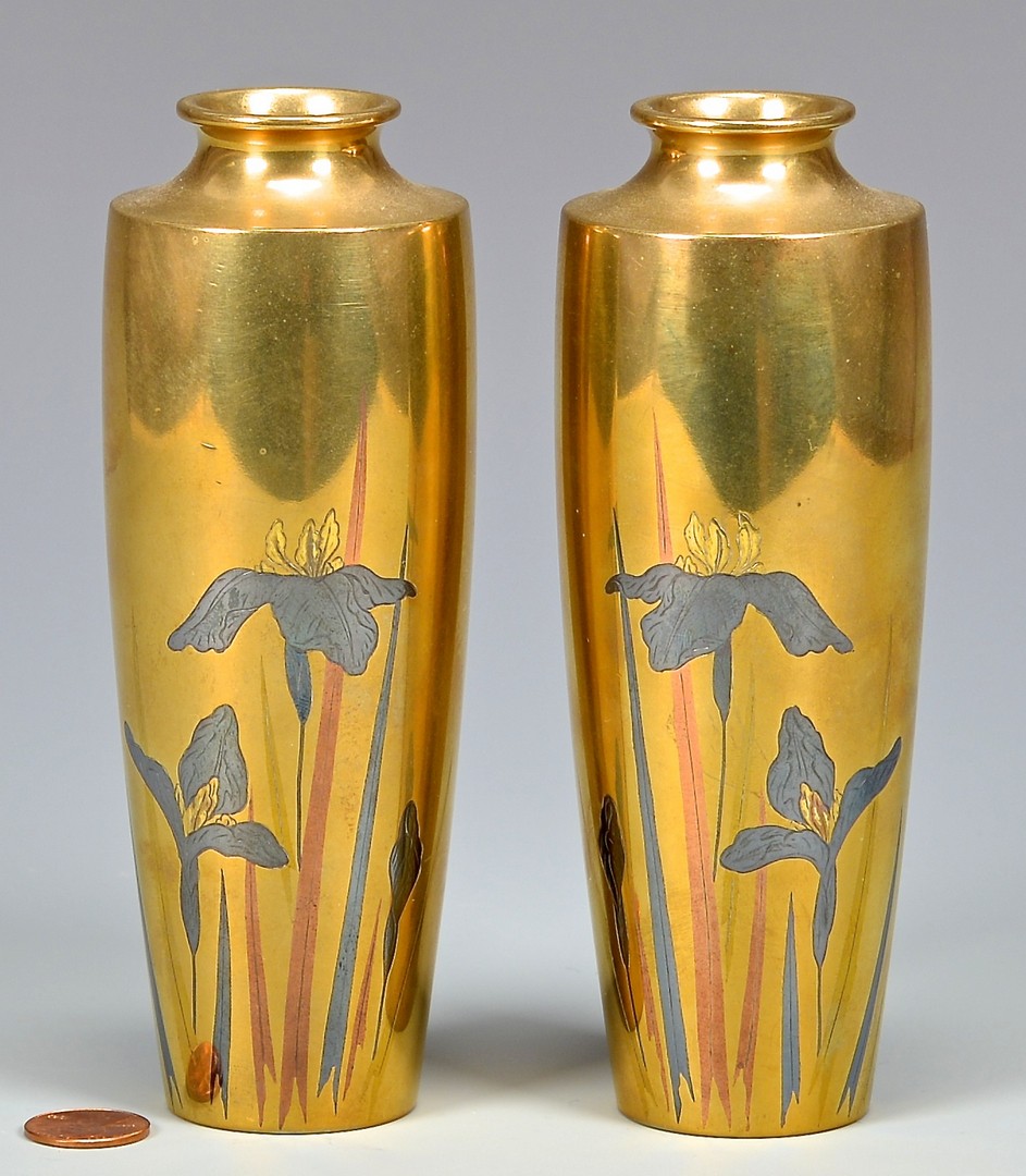 Lot 21: Pr. Meiji Bronze Vases by Mitsunobu