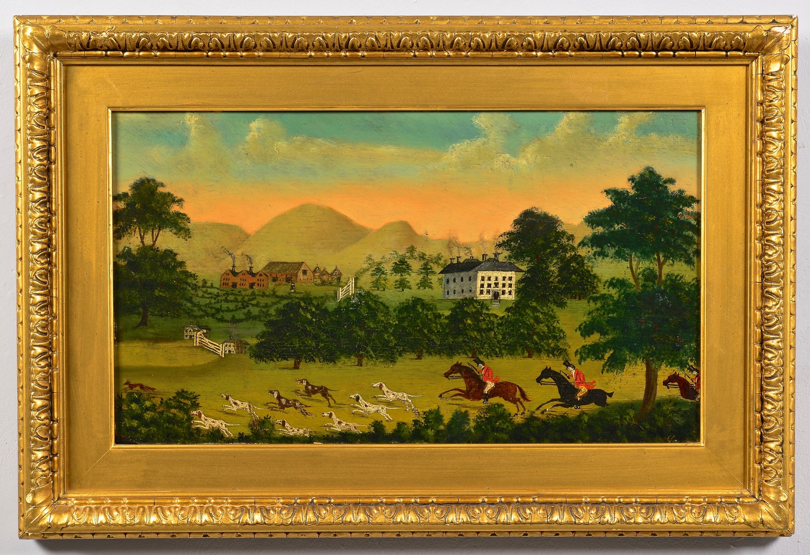 Lot 222: Pair Hunt Scene Paintings, Signed Gregory