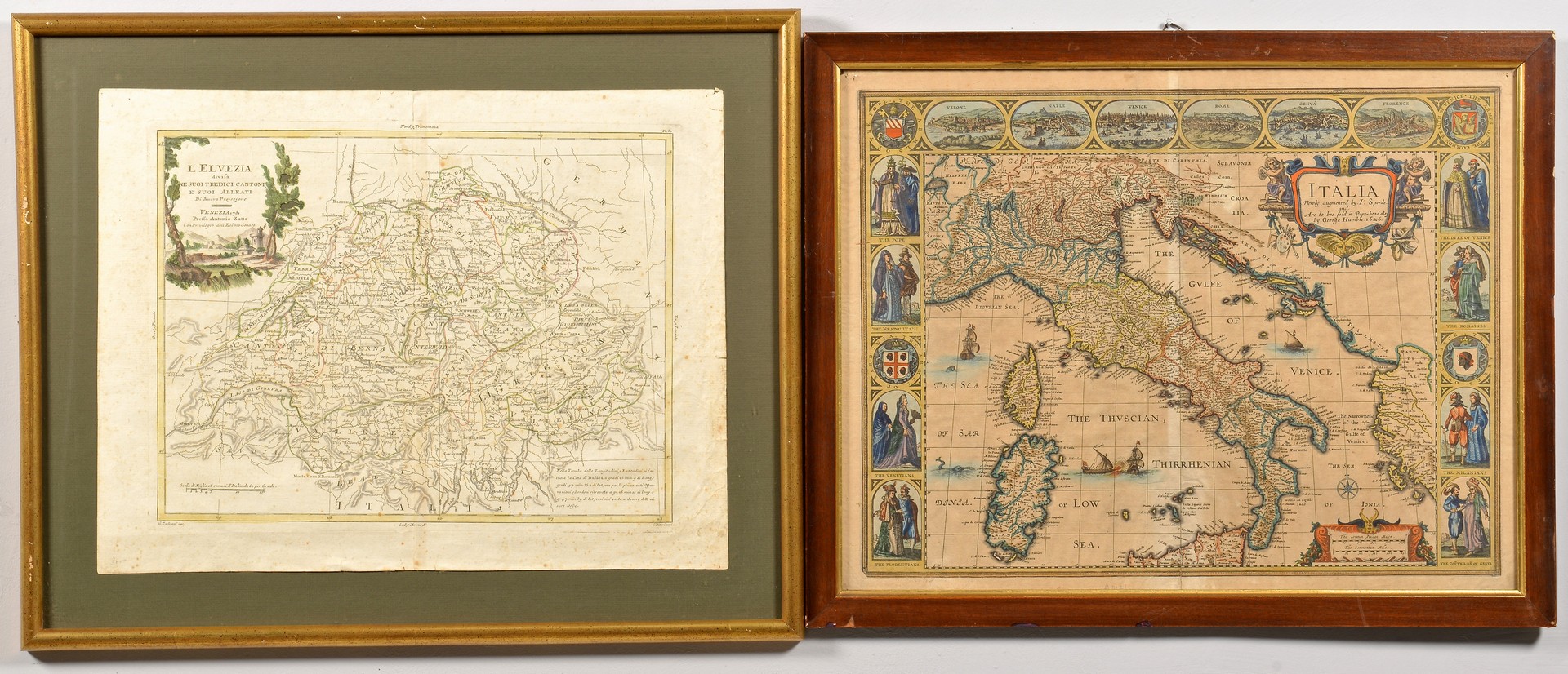 Lot 233: J. Speed 1626 Map of Italy plus Swiss Map