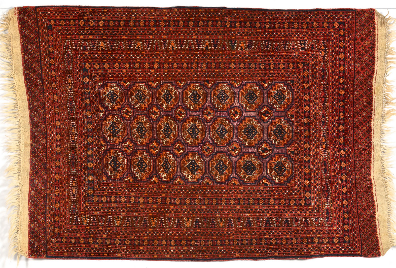 Lot 254: Bokham Tekke Silk/Wool Rug, e. 20th c