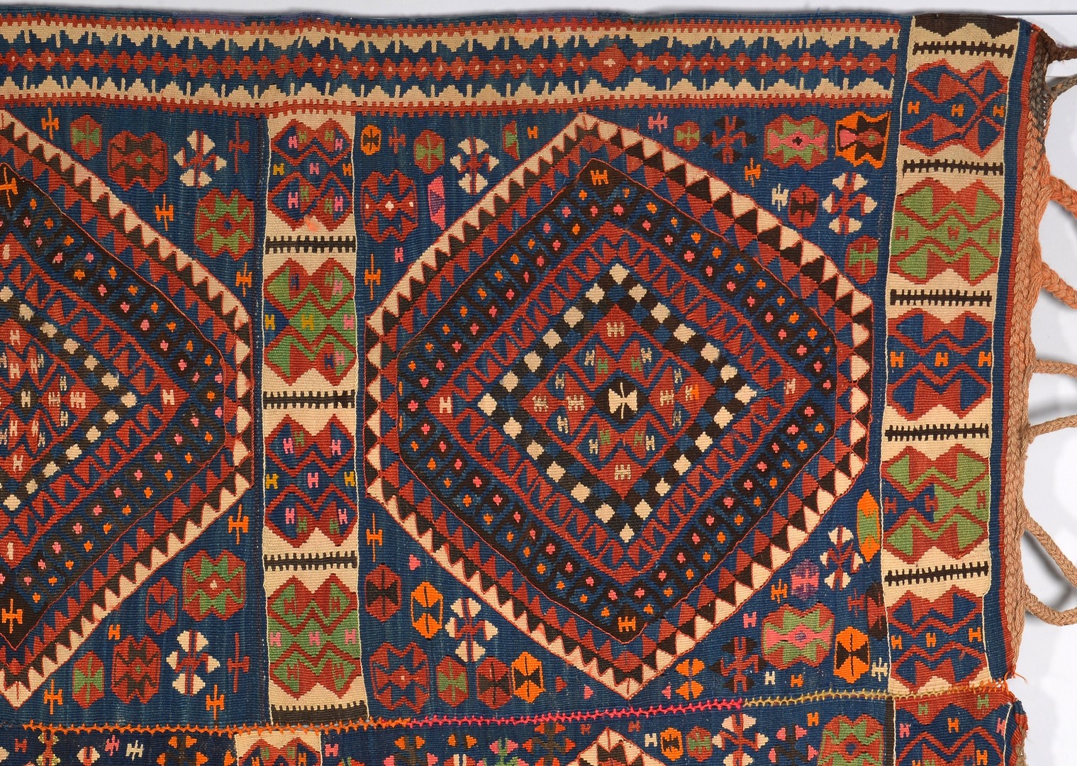 Lot 259: Antique Turkish Yoruk Kilim w/ metallic threads, c