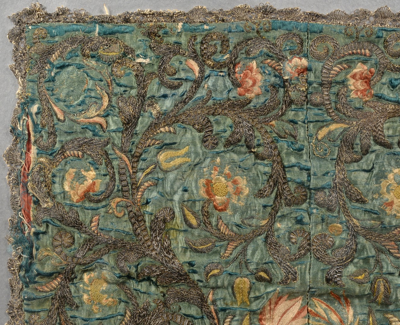 Lot 261: 2 Framed Italian Embroidered Textiles