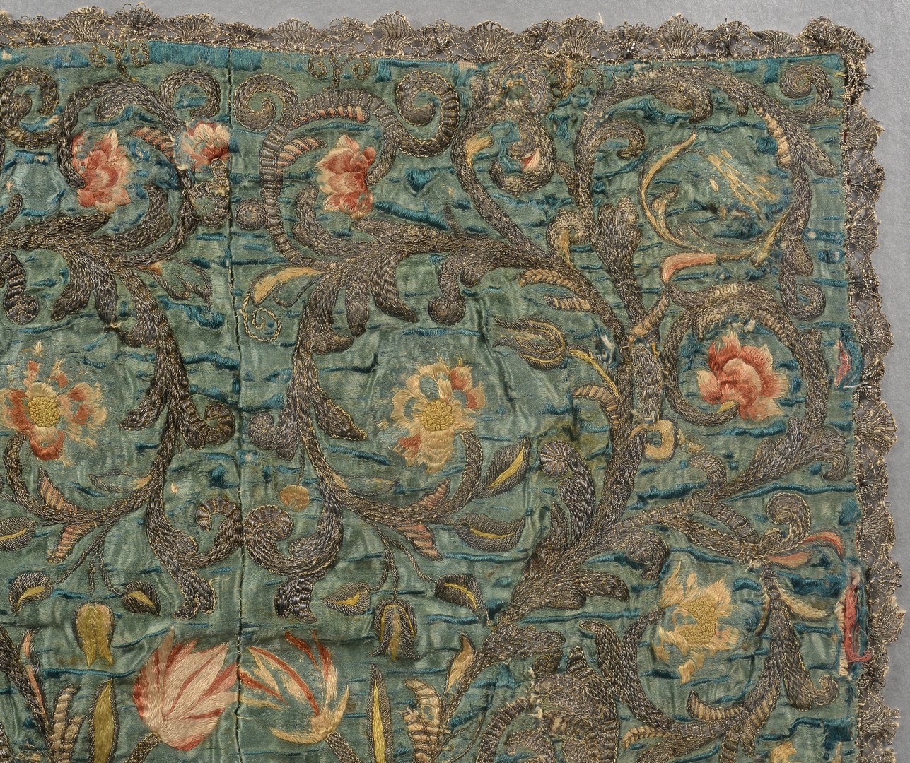 Lot 261: 2 Framed Italian Embroidered Textiles