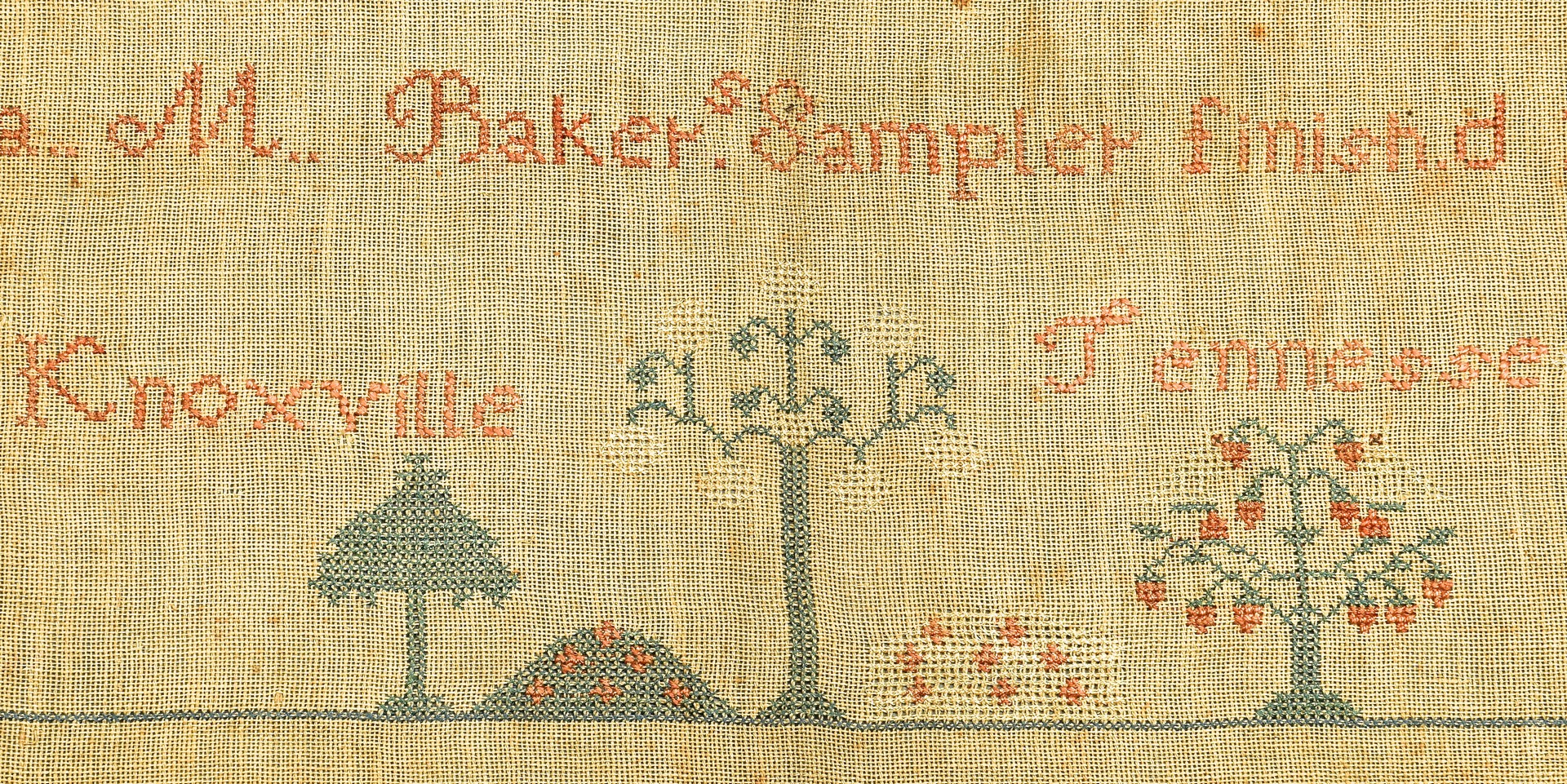 Lot 264: Knoxville, TN Sampler, I. Baker, 1848