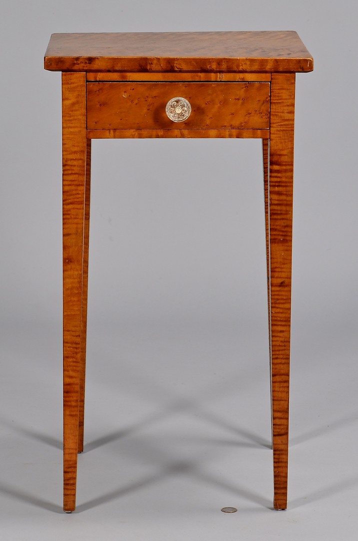 Lot 294: Tiger Maple One Drawer Stand