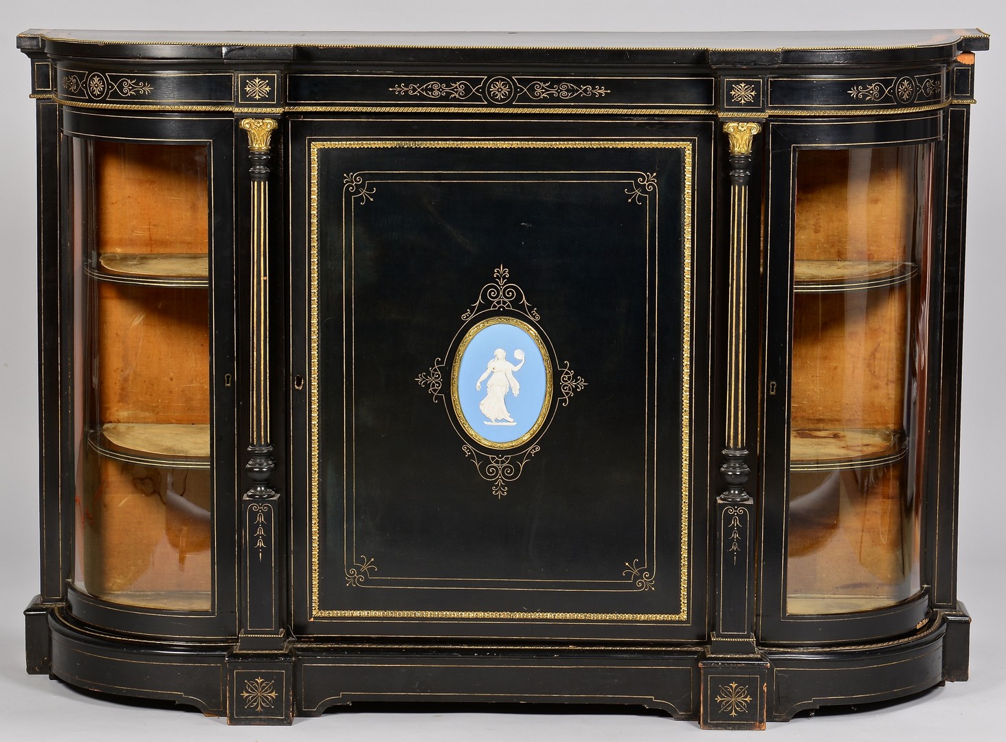 Lot 296: Aesthetic Movement Credenza w/ Wedgwood Plaque