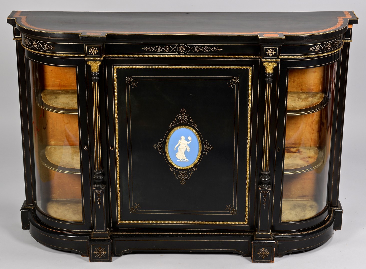 Lot 296: Aesthetic Movement Credenza w/ Wedgwood Plaque